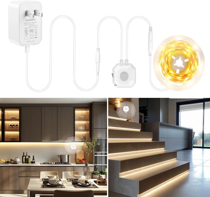 Warm White Motion Sensor LED Light Strip - 9.8 Feet, Flexible Decor