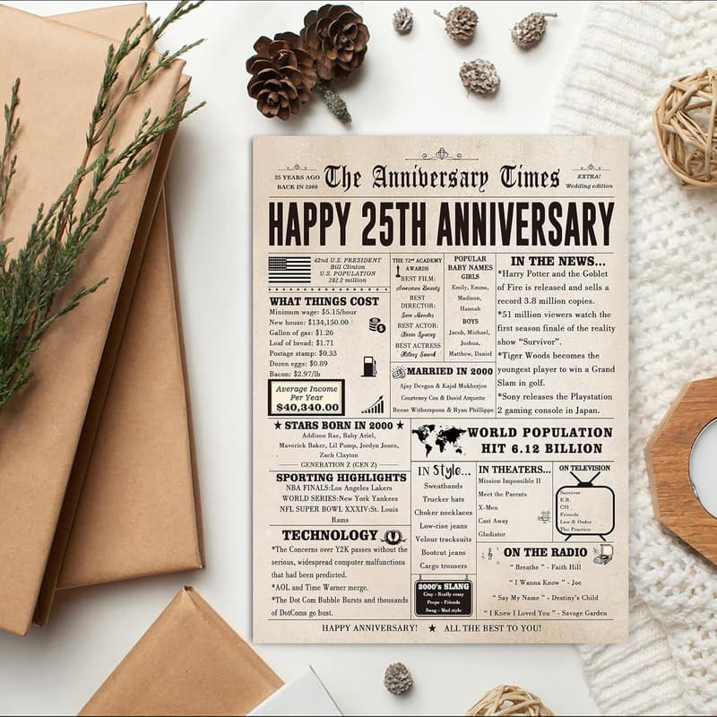 25th Anniversary Jumbo Card for Couples
