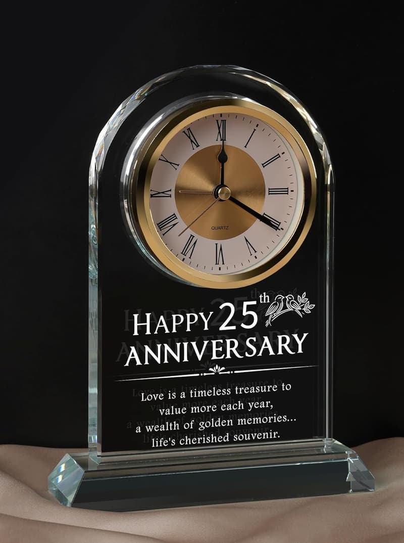 25th Anniversary Silver Alarm Clock for Couples