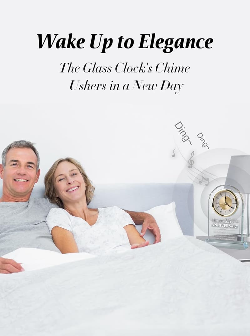 25th Anniversary Silver Alarm Clock for Couples