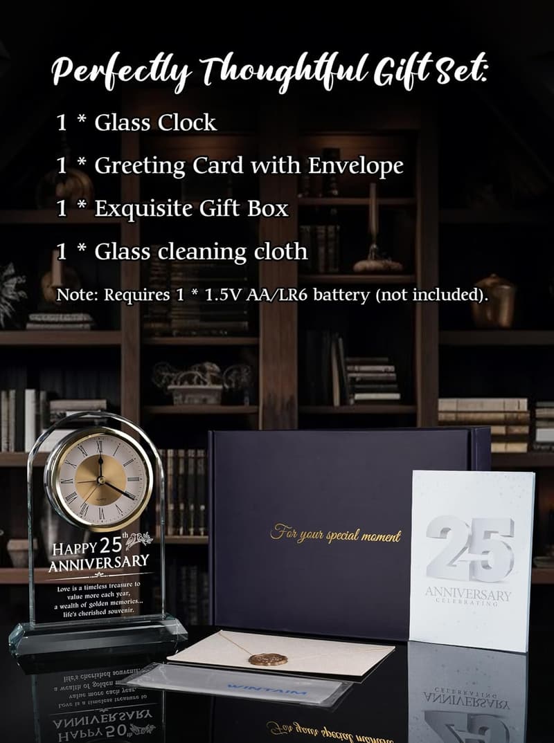 25th Anniversary Silver Alarm Clock for Couples