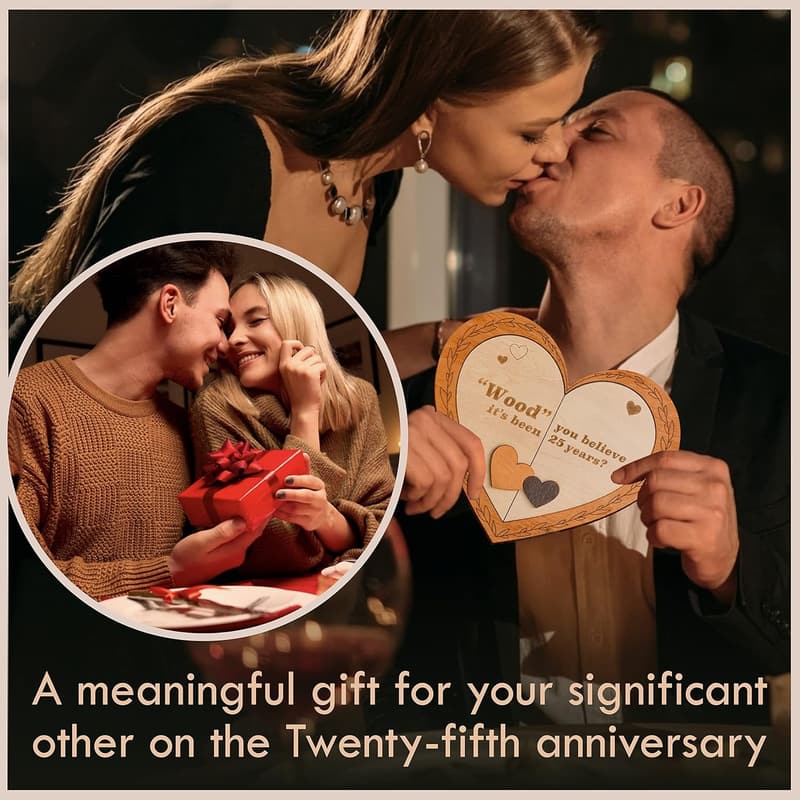 25th Anniversary Wood Heart Keepsake for Couples