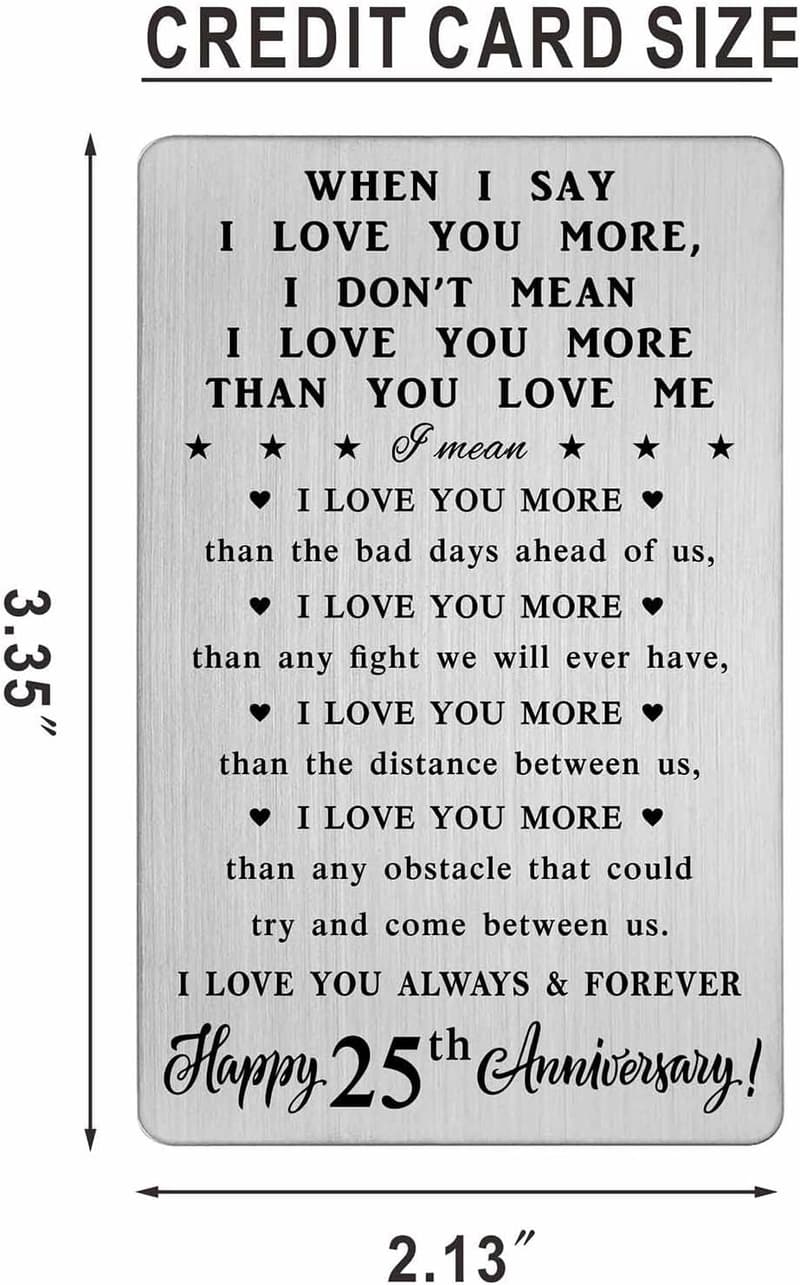25th Anniversary Wallet Card Gift for Couples