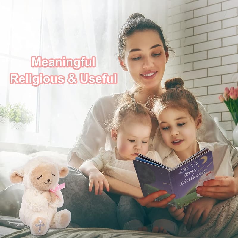 Baptism Gift Set for Girl: Praying Lamb Toy & Prayer Book
