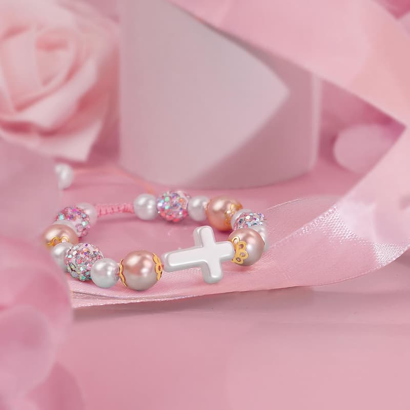 First Communion Pearl Cross Bracelet for Teen Girls