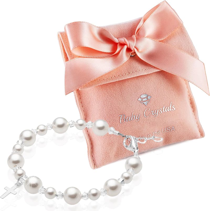 Baptism Gift: Sterling Silver Pearl Bracelet for Girls