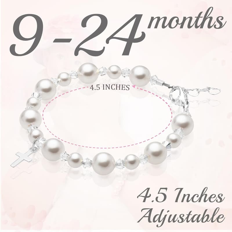 Baptism Gift: Sterling Silver Pearl Bracelet for Girls