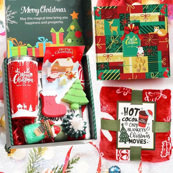 Unique Holiday Gift Set for Women - Xmas Tumbler Basket