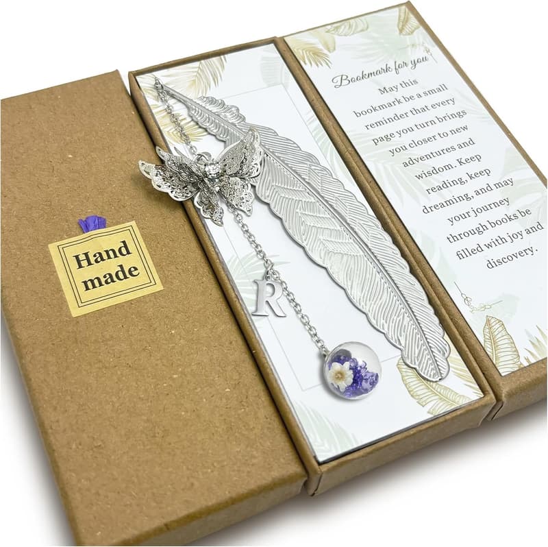 Butterfly Metal Feather Bookmark for Women - Unique Gift