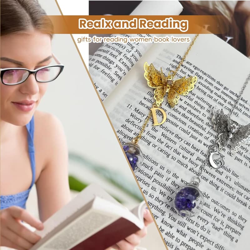 Butterfly Metal Feather Bookmark for Women - Unique Gift