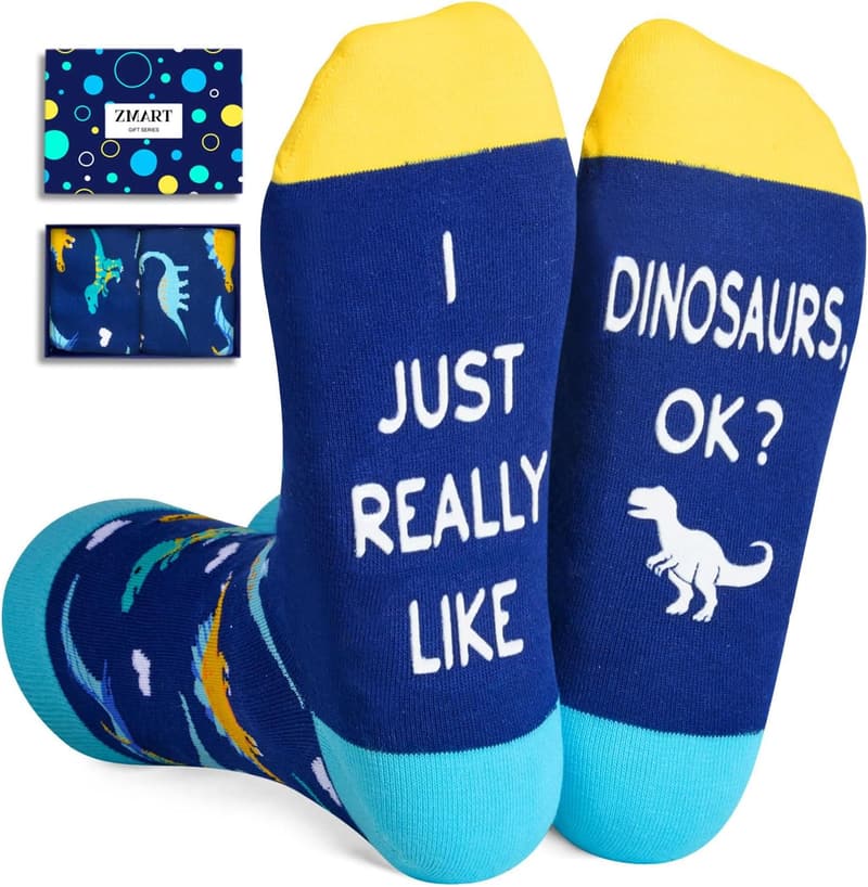 Christmas Dinosaur Socks for Teens and Adults - Fun Stocking Stuffers