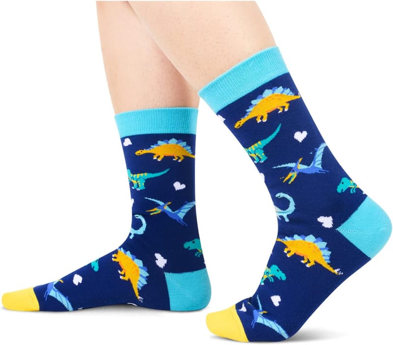 Christmas Dinosaur Socks for Teens and Adults - Fun Stocking Stuffers