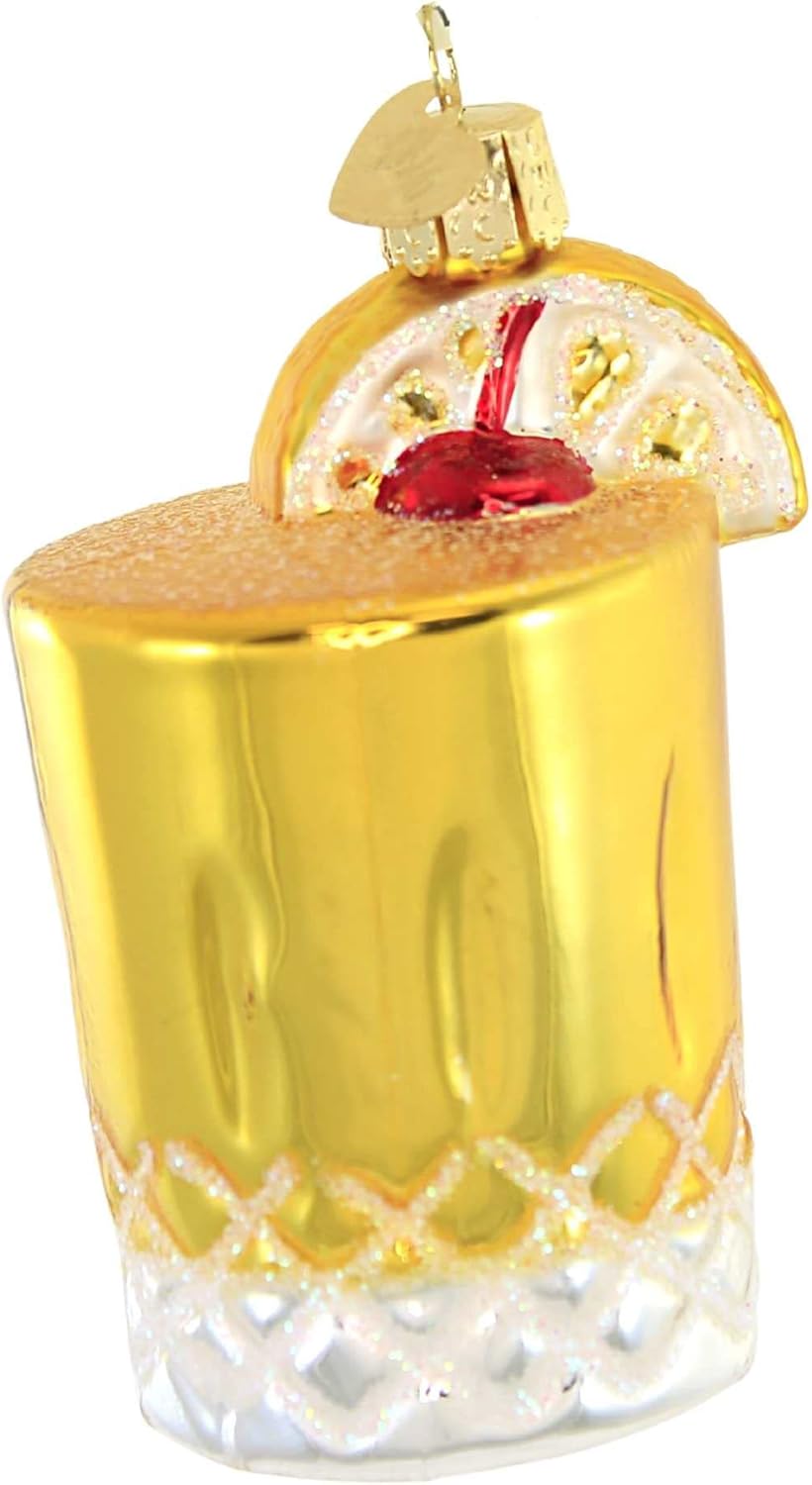 Whiskey Sour Glass Blown Ornament for Christmas Tree