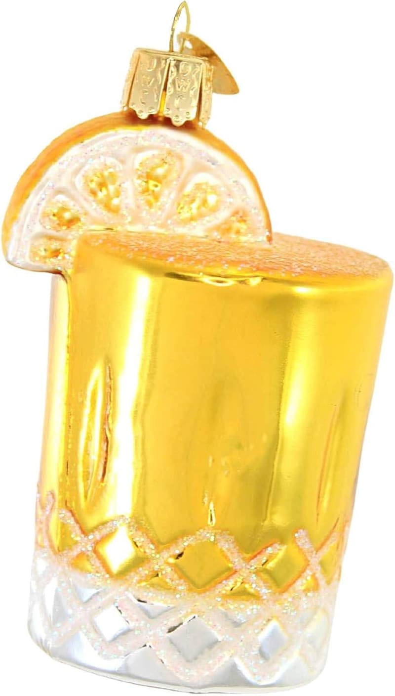 Whiskey Sour Glass Blown Ornament for Christmas Tree