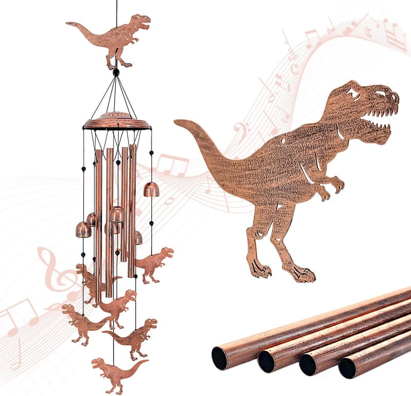 Dinosaur Wind Chimes - Unique Outdoor Decor and Memorial Gift