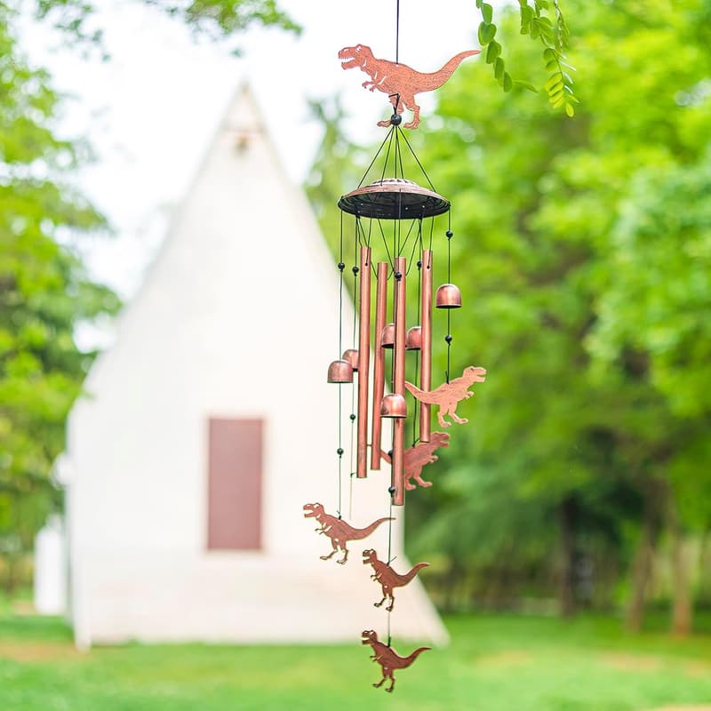 Dinosaur Wind Chimes - Unique Outdoor Decor and Memorial Gift