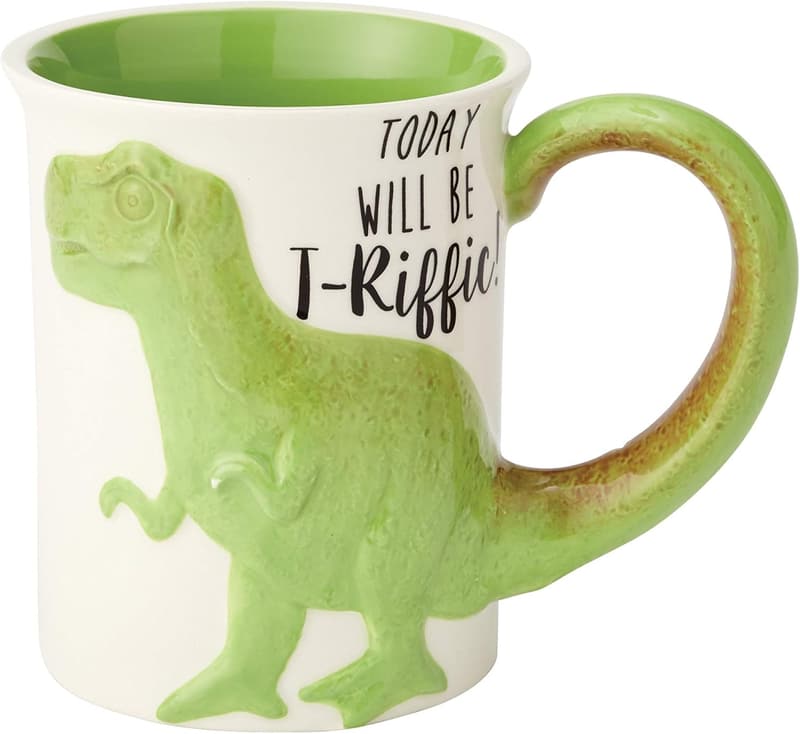 Tea Rex Stoneware Coffee Mug – 16 oz, Green