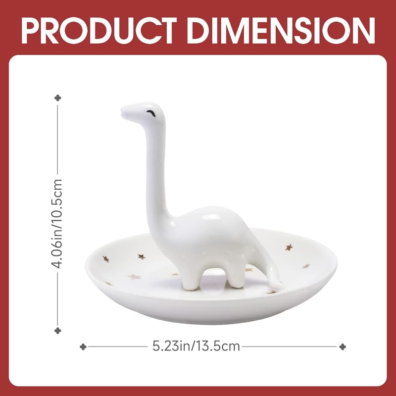 Cute White Dinosaur Ring Holder Jewelry Dish for Her Gifts
