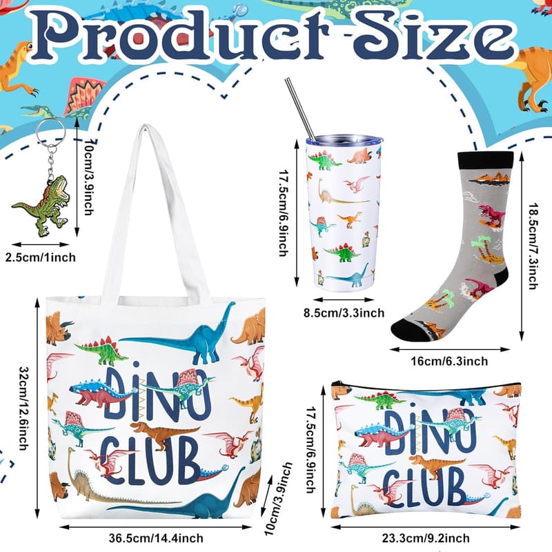 Dinosaur-Themed Gift Set for Women - 5-Pc. Stainless Steel Tumblers with Accessories