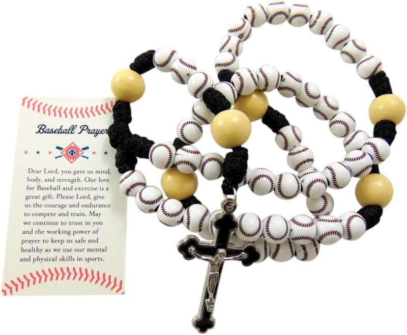 Baseball Rosary Gift Set with Prayer Card and Bag