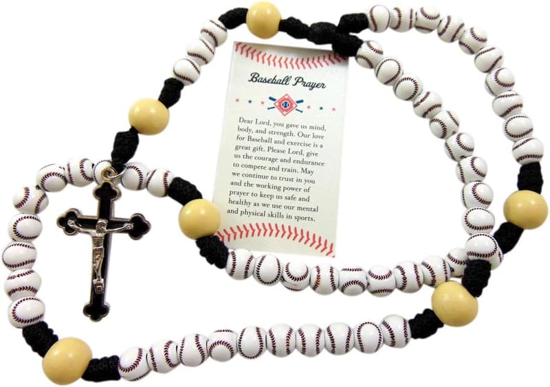 Baseball Rosary Gift Set with Prayer Card and Bag