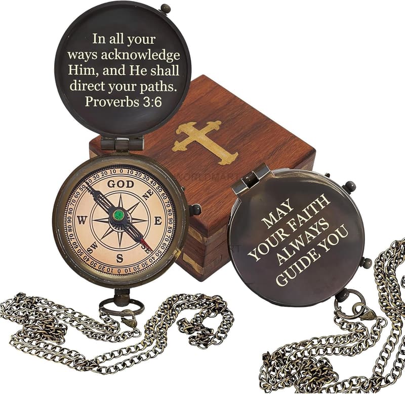 Engraved Handmade Compass - Baptism Gift for Boys