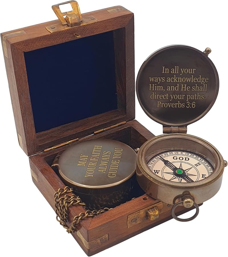 Engraved Handmade Compass - Baptism Gift for Boys