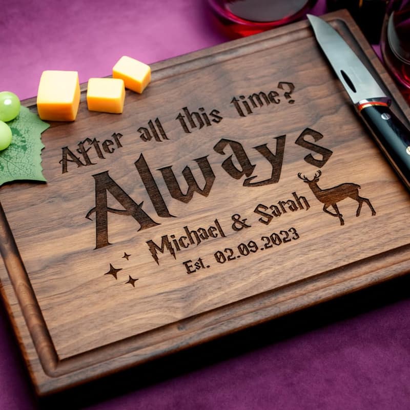 Custom Engraved Hardwood Cutting Board - Ideal Wedding Gift for Couples
