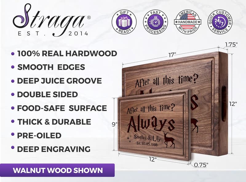 Custom Engraved Hardwood Cutting Board - Ideal Wedding Gift for Couples