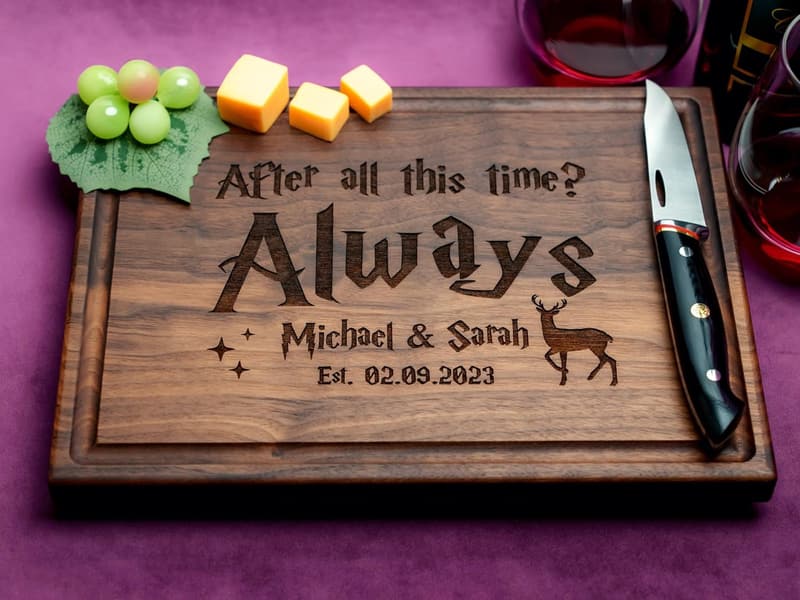 Custom Engraved Hardwood Cutting Board - Ideal Wedding Gift for Couples