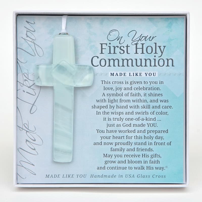 First Communion Handmade Glass Cross for Grandparents