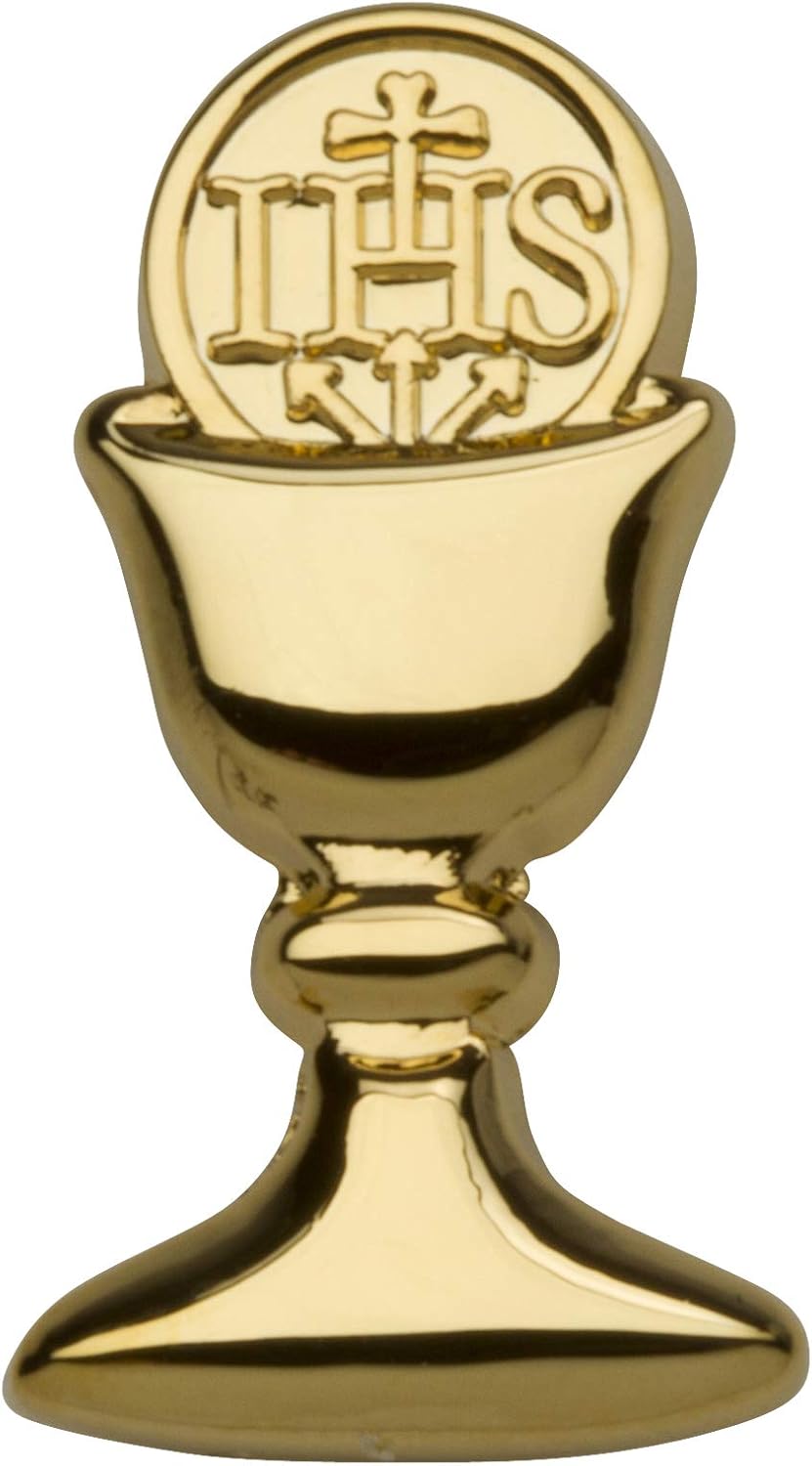 First Communion Chalice Tie Pin Gift for Boys in Gold/Silver