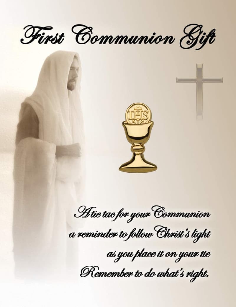 First Communion Chalice Tie Pin Gift for Boys in Gold/Silver