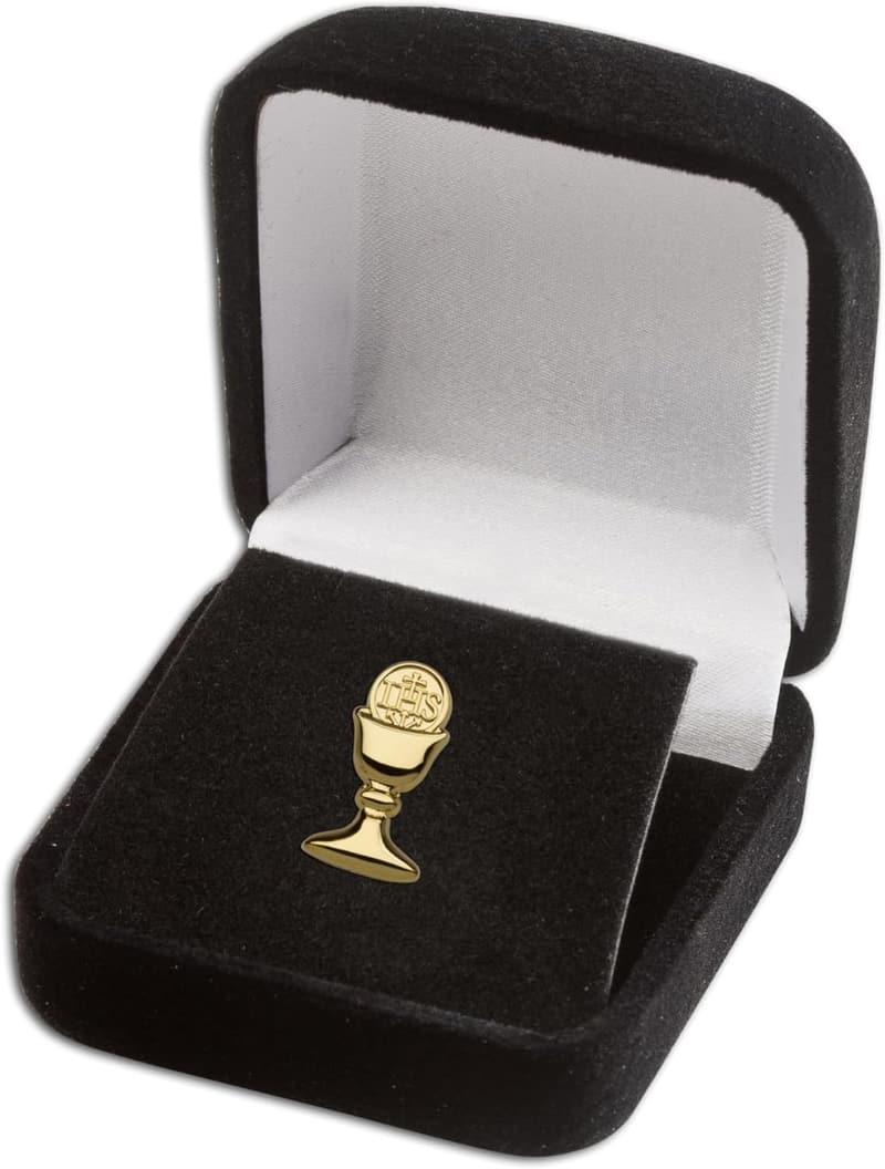 First Communion Chalice Tie Pin Gift for Boys in Gold/Silver
