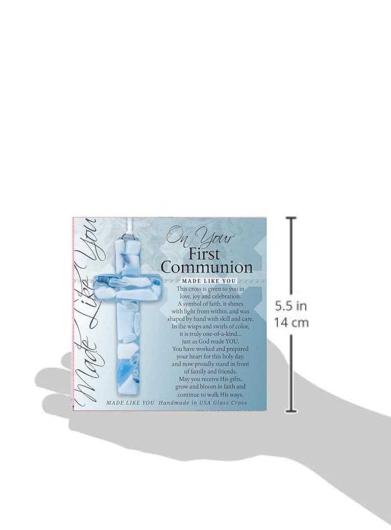 First Communion Gift - Handmade Blue Mosaic Glass Cross