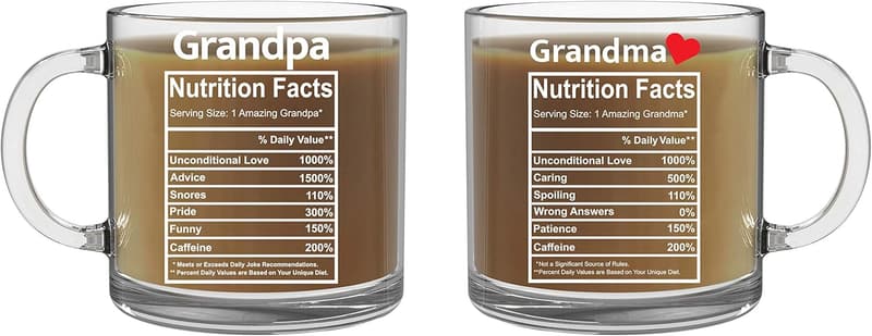 Grandparents Gift Set - 13oz Glass Coffee Mugs