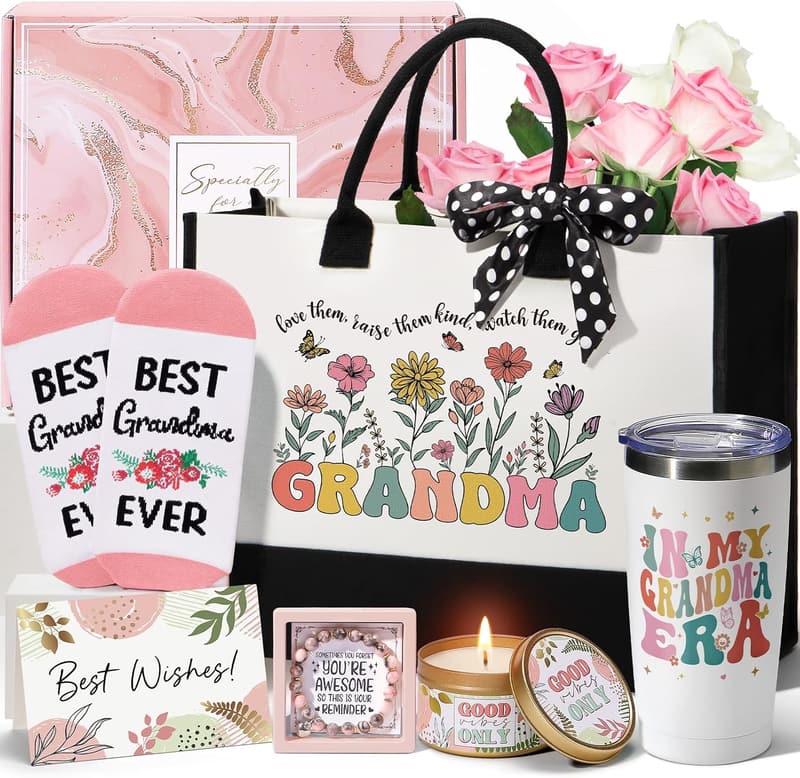 Unique Nana Gift Set with Canvas Tote Bag for Mother's Day