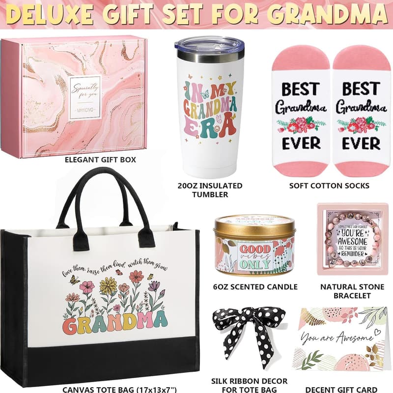 Unique Nana Gift Set with Canvas Tote Bag for Mother's Day