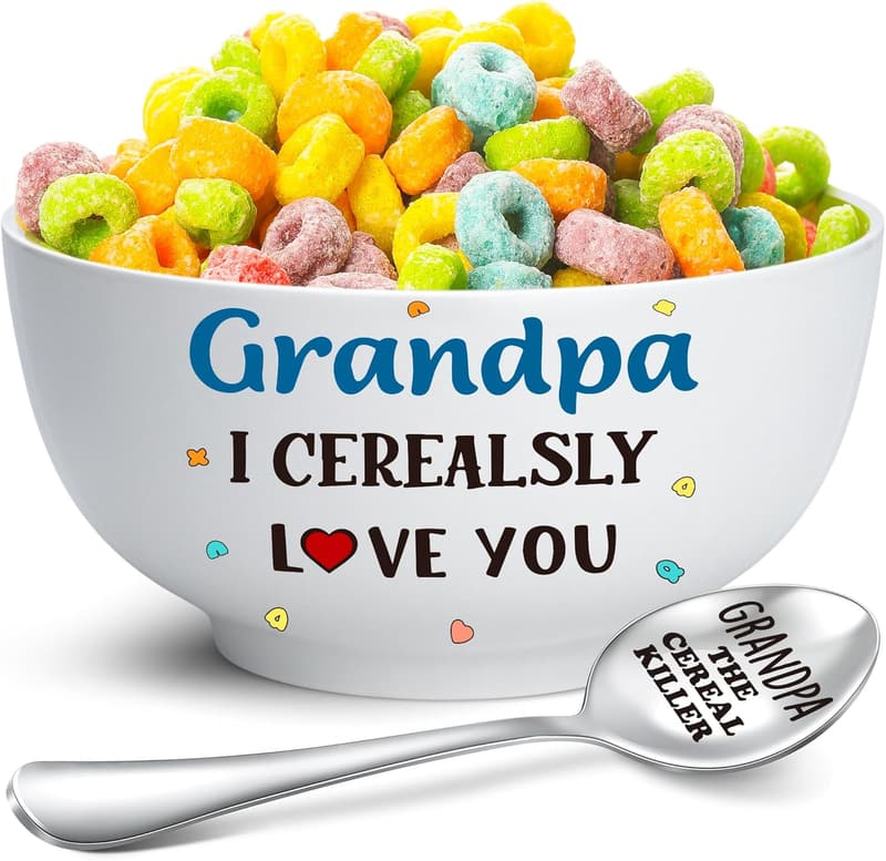 Funny Cereal Bowl & Spoon Set for Grandpa's Birthday