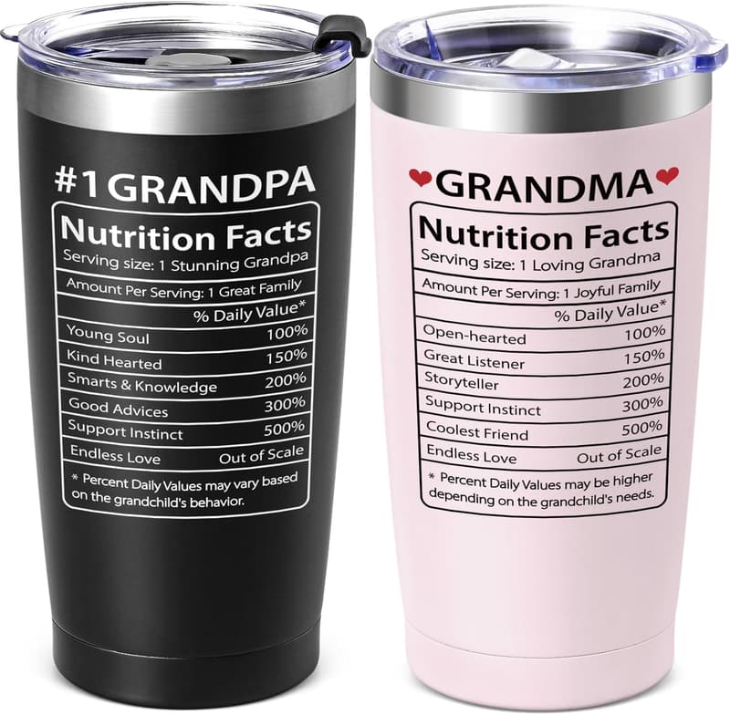 Grandparents Gift Set: 20oz Tumblers with Nutrition Facts