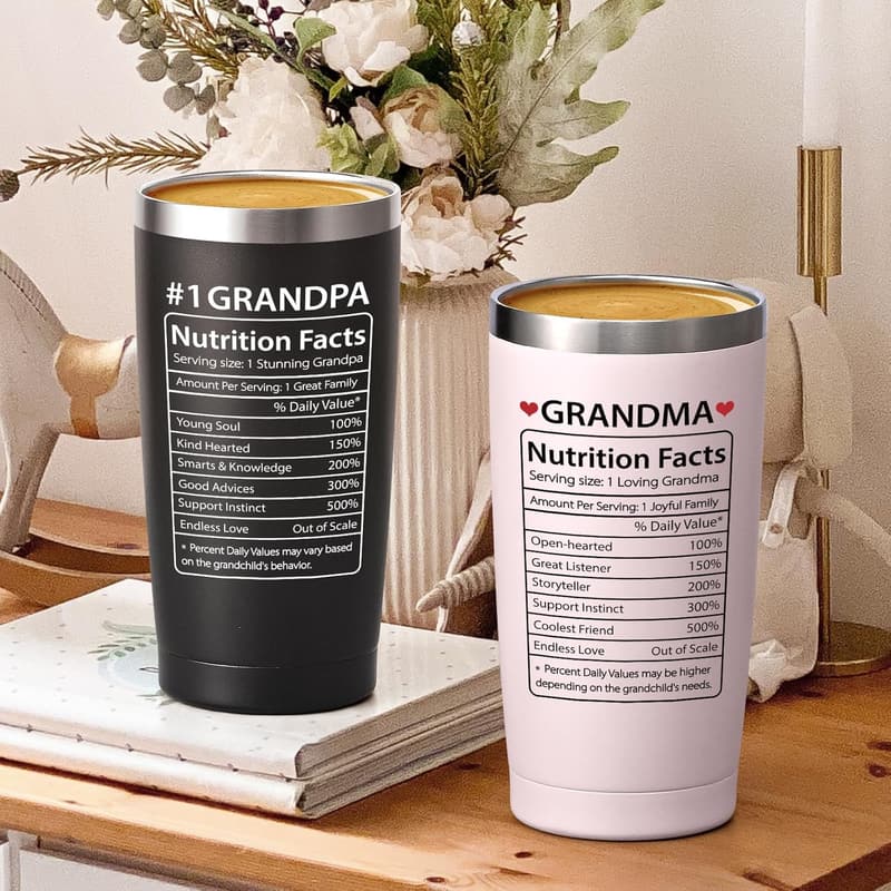 Grandparents Gift Set: 20oz Tumblers with Nutrition Facts