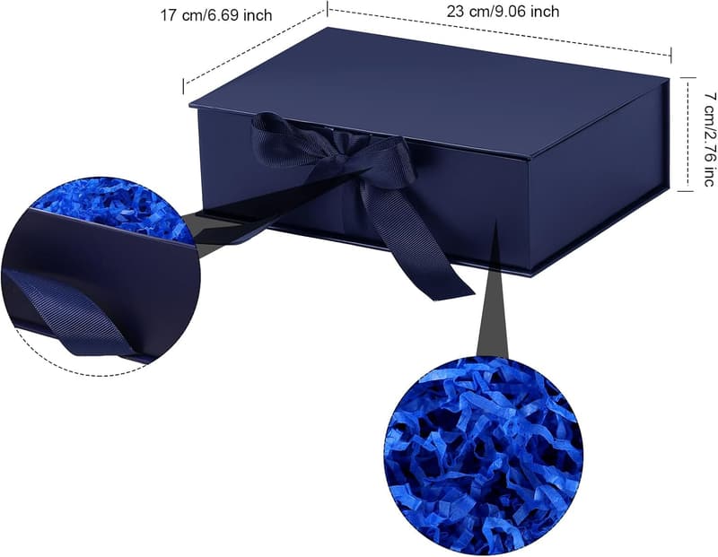 Dark Blue Graduation Gift Boxes with Lid and Ribbon