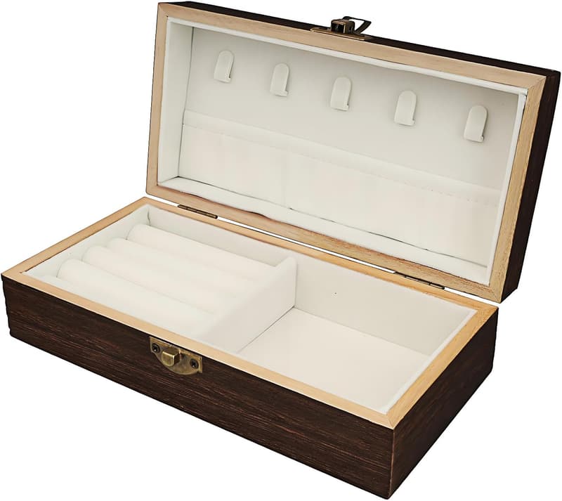 Stylish Handmade Wood Jewelry Box - Travel Organizer for Couples