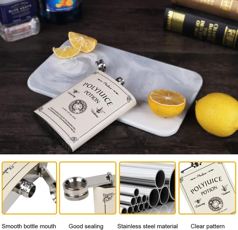 White 8 oz Stainless Steel Hip Flask