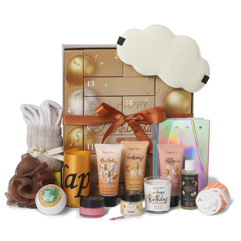 Birthday Spa Gift Box for Women & Men - 14 Luxury Care Items