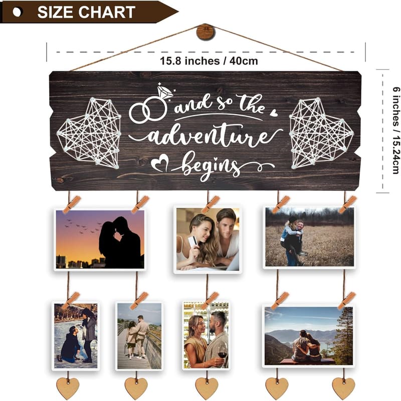 Bridal Shower Gift - Couples Wall Collage Board with Clips