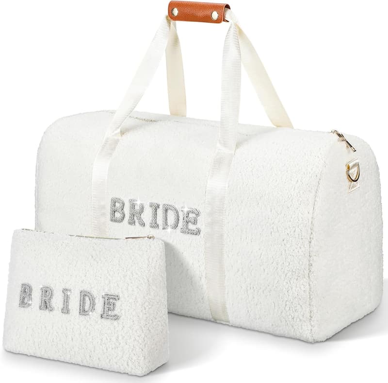 Wedding Travel Makeup Bag for Bride - Weekender Duffel