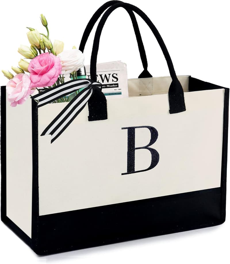 Personalized Tote Bag with Cosmetic Pouch for Women