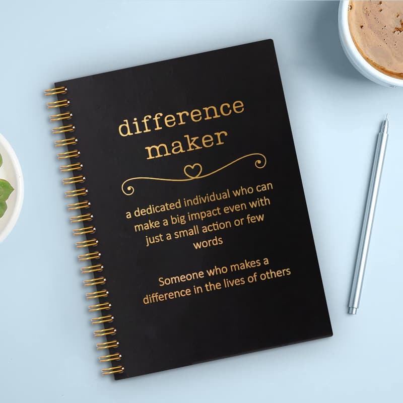 Employee Appreciation Gift: Black Golden Spiral Notebook
