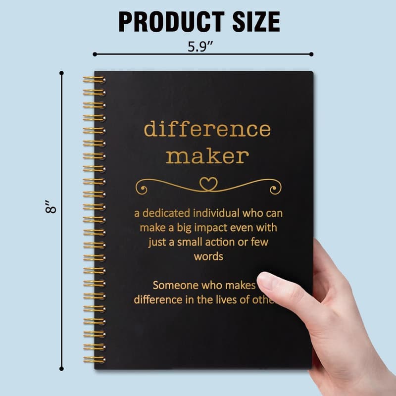Employee Appreciation Gift: Black Golden Spiral Notebook